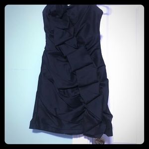 Strapless black cocktail dress